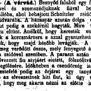 „A vérvád.” (Forrás: Pesti Hírlap, 1897. 05. 13., 10. o.)
